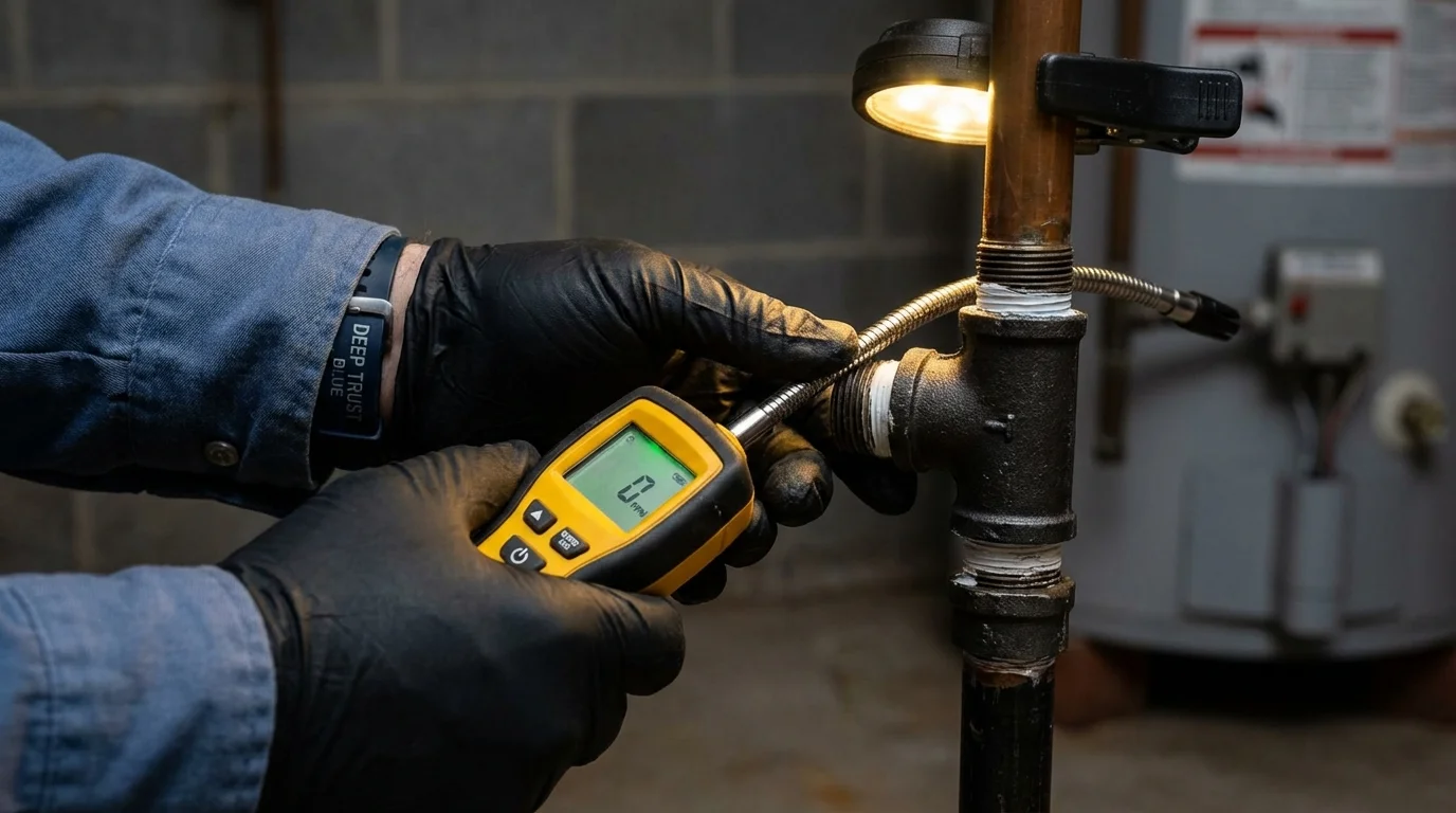 Gas leak detection with electronic sniffer by Johns Plumbing LLC in Hohenwald